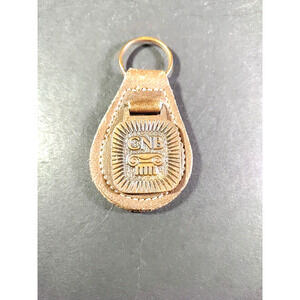 City National Bank Leather Brass Keychain